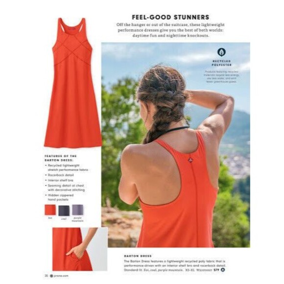 New Womens NWT PrAna S Barton Dress Coal Gray Bra Tank Zip Pockets Nice Casual - Picture 4 of 10